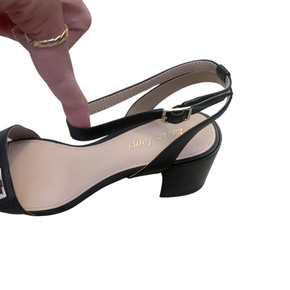 Essex Lane Black Leather Buckle Heels Strappy Ankle Tie Sandals Size 9 - Picture 5 of 12